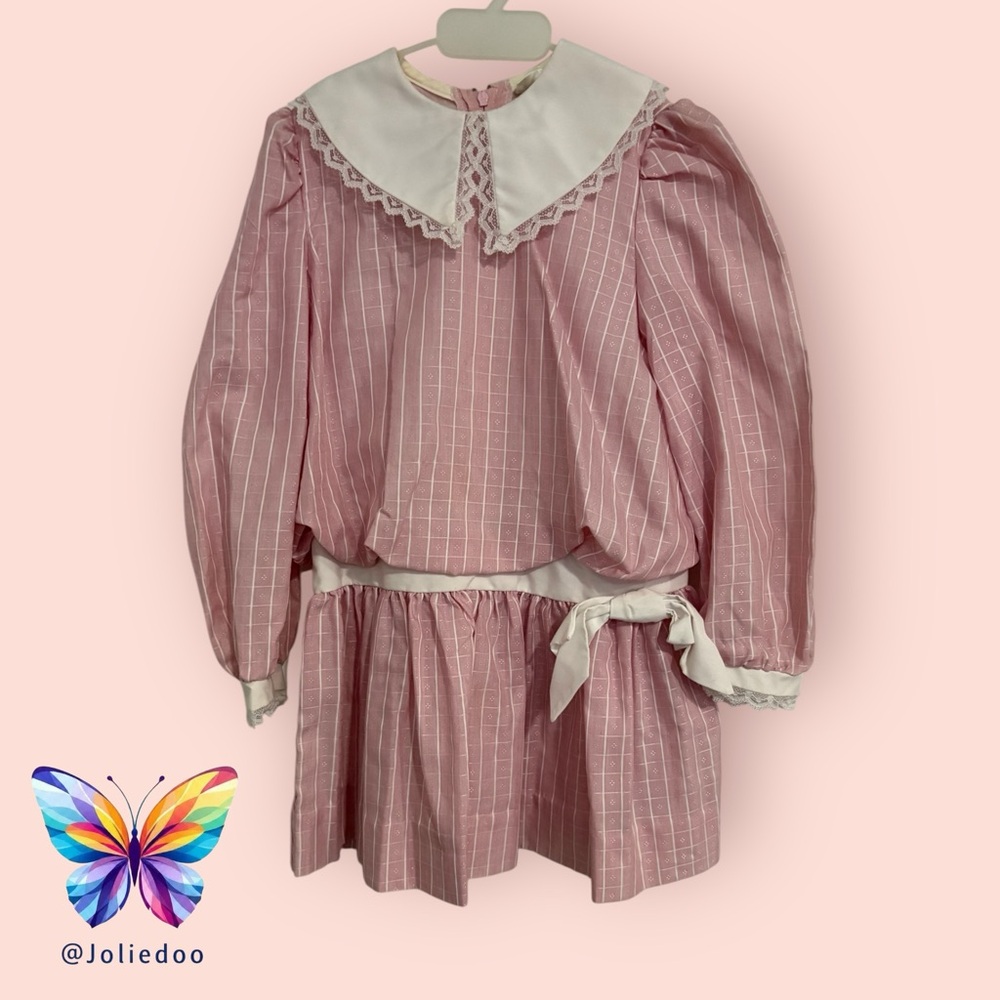 Manhattan Pink Striped Kids Casual Dress Small